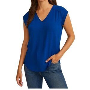 Express Blouse Size XS V Neck Cap Sleeve Top Polyester Essential Business Casual